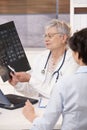 Doctor explaining patient scan results. Royalty Free Stock Photo