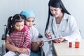 Doctor Explaining treatment procedures And health insurance plans For women with cancer patients