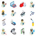 Doctor eye icons set, isometric style Royalty Free Stock Photo