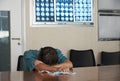 A doctor feels tired in medical office Royalty Free Stock Photo