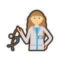 doctor female stethoscope and id card health
