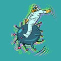 The doctor fights the coronavirus like a wild horse. Search for a vaccine. Science and health Royalty Free Stock Photo