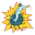 The doctor fights the coronavirus like a wild horse. Search for a vaccine. Science and health Royalty Free Stock Photo