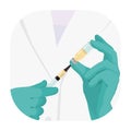 Doctor filling the syringe with medication vaccine. Vector illustration