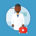 Doctor with first aid box vector illustration. Royalty Free Stock Photo