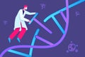 Doctor fixing DNA illustration concept vector