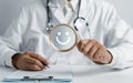 Doctor focus to Smile happy face icon, Mental health care recovery consultant Royalty Free Stock Photo