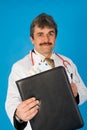 Doctor with folder and money Royalty Free Stock Photo