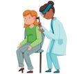 Doctor with forehead reflector examines patient, treatment of pathologies. Health care concept