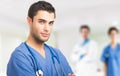 Doctor in front of his medical team Royalty Free Stock Photo