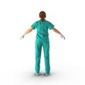 Doctor. Full length portrait of young female surgeon doctor or nurse standing isolated on white. 3D illustration Royalty Free Stock Photo