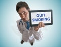 Doctor is giving advice to quit smoking. View from top Royalty Free Stock Photo