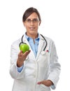 Doctor giving an apple as a healthy eating example Royalty Free Stock Photo