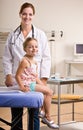 Doctor giving girl checkup in doctor office Royalty Free Stock Photo