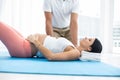 Doctor giving physiotherapy to pregnant woman Royalty Free Stock Photo