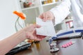 Doctor giving a prescription to his patient Royalty Free Stock Photo