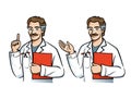 Doctor in glasses character cartoon stylized vector illustration