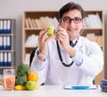 Doctor in GMO food concept Royalty Free Stock Photo