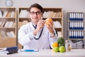 The doctor in gmo food concept Royalty Free Stock Photo