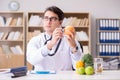 The doctor in gmo food concept Royalty Free Stock Photo