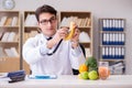 The doctor in gmo food concept Royalty Free Stock Photo