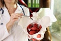 Doctor gynecologist showing bones of female pelvis closeup