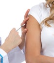 Doctor hand make patient insulin flu shot
