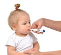 Doctor hand measuring temperature to baby toddler child kid Royalty Free Stock Photo