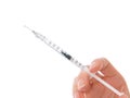 Doctor hand with medical insulin syringe ready for injection Royalty Free Stock Photo