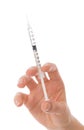 Doctor hand with medical insulin syringe ready for injection Royalty Free Stock Photo