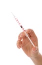 Doctor hand with medical insulin syringe ready for injection Royalty Free Stock Photo