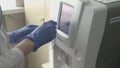 Doctor hand taking blood sample for medical test