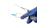 Doctor Hand with Two Syringes - Isolated Photo Royalty Free Stock Photo