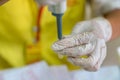 Doctor hand working with blood sample. Health care Royalty Free Stock Photo