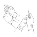 Doctor hands holding a syringe, vaccination for coronavirus COVID-19, influenza or flu, world immunization concept