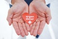 Doctor, hands and transplant for organ donor, support and good deed for healthcare, medical service and work. Nurse