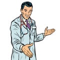 Doctor handshake, medicine and health care