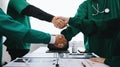 Doctor handshake and partnership in healthcare, medicine or trust for collaboration, unity or support.Team of medical experts Royalty Free Stock Photo