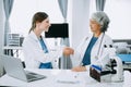 Doctor handshake and partnership in healthcare, medicine or trust for collaboration, unity or support.Team of medical experts Royalty Free Stock Photo