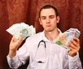 Doctor have salary euro, polish money