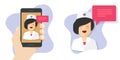 Doctor health care medical online digital call icon vector on cell phone, cellphone mobile app woman healthcare virtual