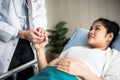 Doctor held hands to give encouragement and confidence to patients