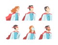 Doctor Hero with Male and Female Medical Staff in Uniform and Superhero Cloak Vector Set Royalty Free Stock Photo