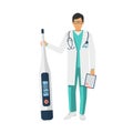 Doctor hold medical digital thermometer in hand Royalty Free Stock Photo