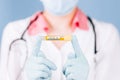 Doctor holding antidote Royalty Free Stock Photo