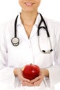 Doctor holding apple Royalty Free Stock Photo
