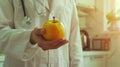 The doctor holding an apple.AI generated image Royalty Free Stock Photo