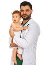 Doctor holding baby boy Royalty Free Stock Photo