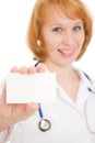 Doctor holding blank card Royalty Free Stock Photo