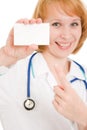 Doctor holding blank card Royalty Free Stock Photo